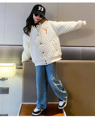 Girls Coat Jacket Winter Cotton Windbreak 2023 Fashion Warm Plus Thicken Teenagers Overcoat Snowsuit Children's Clothing