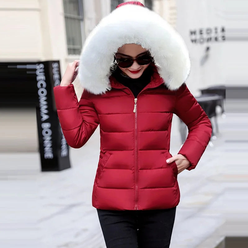 Autumn Coat Female Jacket New 2024 Hooded Parka Warm Big Fur Winter Jacket Women Wadded Ladies Plus size 5XL Women's down jacket