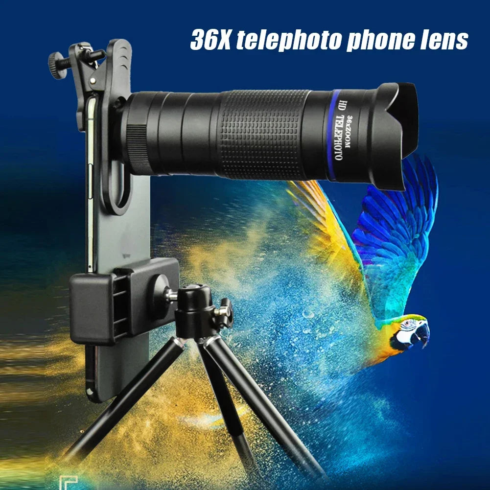 Telecope Zoom Macro Fisheye 4in1 Wide Angel Lens Kit Phone Camera Lens 36X Telephoto For Cellphone iPhone Samsung Xiaomi Huawei