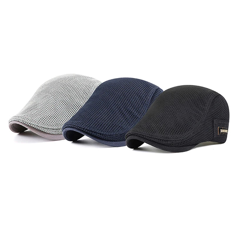 Men's Casual Hat Berets Cotton Caps For Spring Summer Autumn Cabbie Flat Cap Breathable Mesh Newsboy Beret Ivy Cap