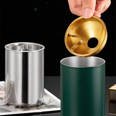 House ashtray Round Windproof Stainless Steel Smokeless Cigar Ashtray Terrace Indoor Home Decoration outdoor ashtray cupel