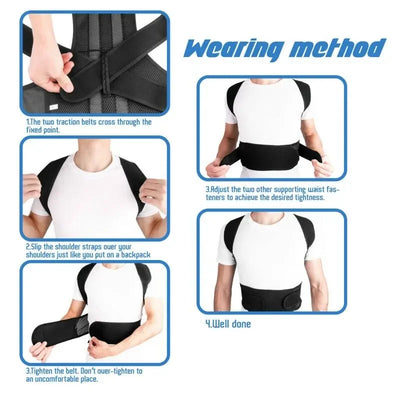 Adjustable Back Posture Corrector With Breathable Shoulder And Waist Support Straps For Boys And Girls To Relieve Back Pain