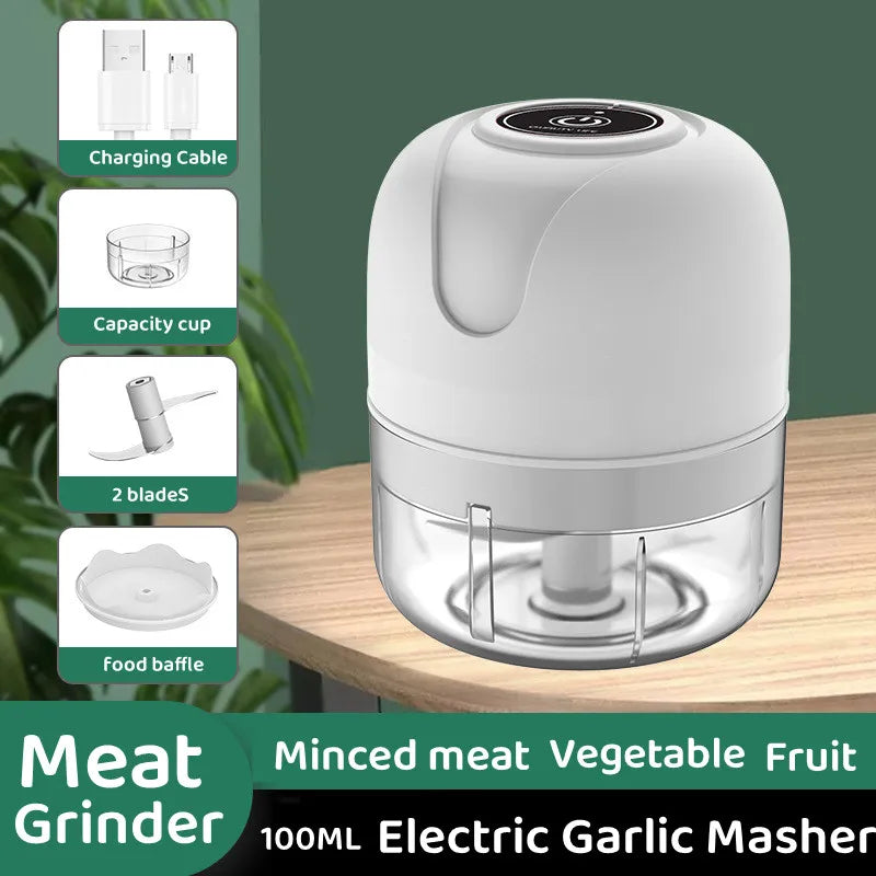 Electric Kitchen Chopper Garlic Masher Meat Grinder Mini Food Garlic Vegetable Chopper Crusher Rechargeable Food Processor