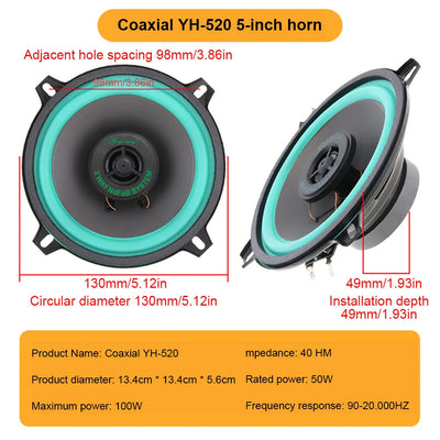 4/5/6.5-inch Car Speakers 100W/160W Max Universal HiFi Coaxial Subwoofer Car Audio Music Stereo Full Frequency Car Speakers