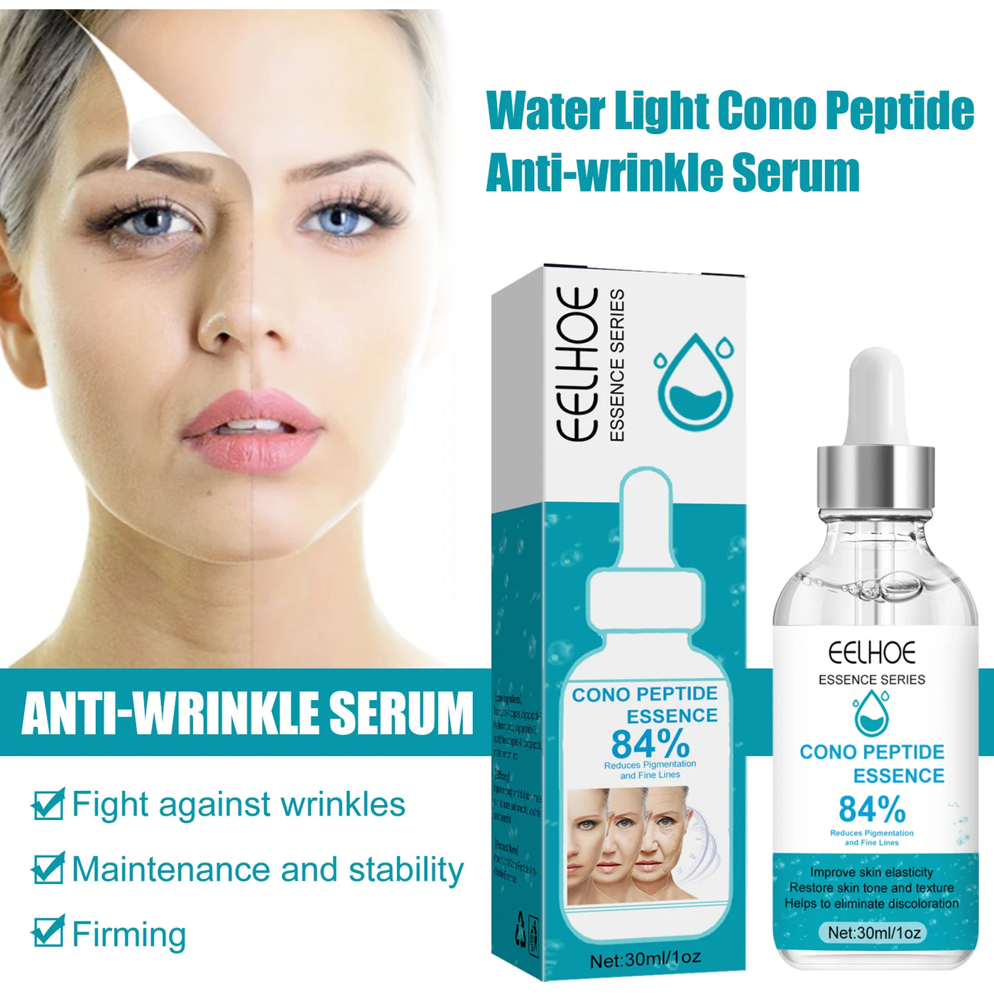 EELHOE Anti-Wrinkle Serum Skin Repairing & Lightening Crow's Feet Firming Serum with Convolvulus Peptide