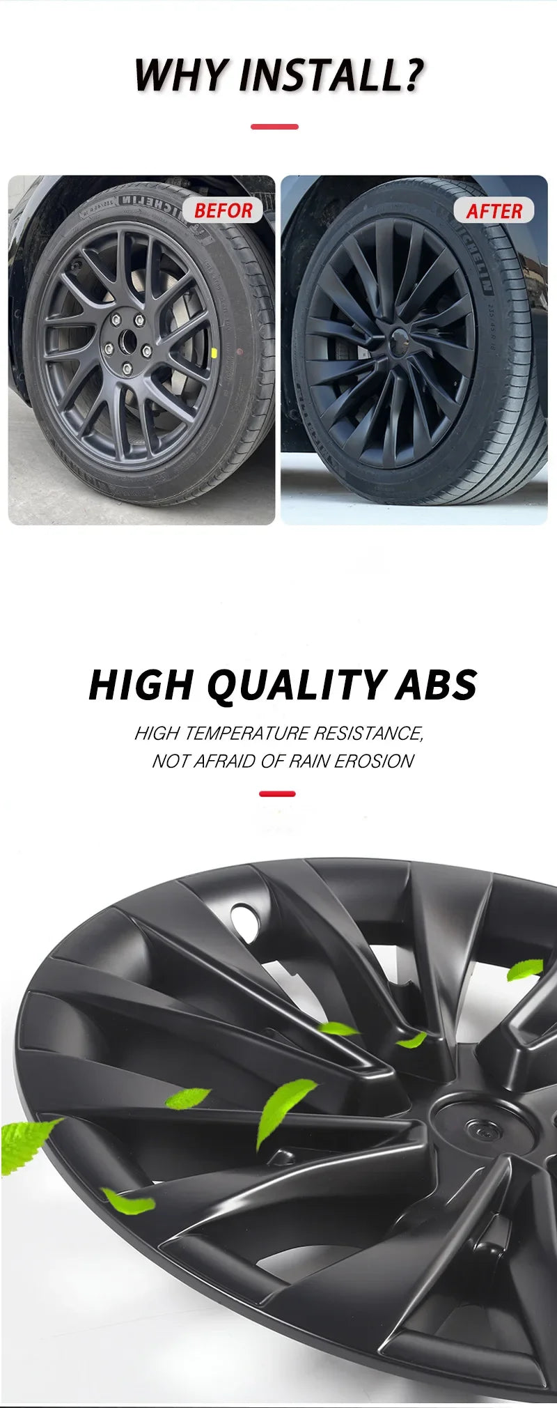 4PCS HubCap Car for Tesla Model 3 Highland 2024 Performance 18 Inch Wheel Cap Replacement Automobile Full Rim Cover  Accessories