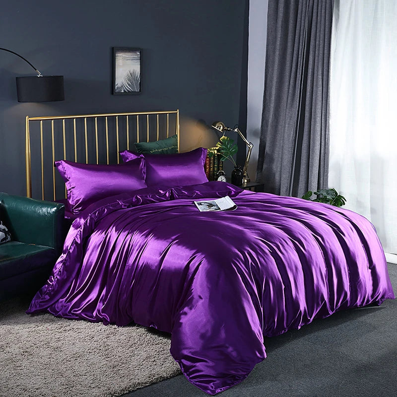 Luxury Satin Bedding Set Duvet Cover with Pillowcase European Style King Queen Size Comfortable Bed Set Bed Covers Linen Sheet