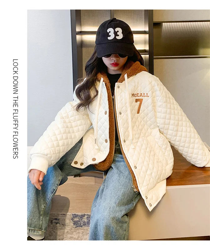 Girls Coat Jacket Winter Cotton Windbreak 2023 Fashion Warm Plus Thicken Teenagers Overcoat Snowsuit Children's Clothing