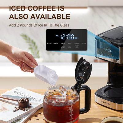 Programmable Drip Coffee Maker 12 Cup, Coffee Machine with Iced Coffee Function, Touch Screen, Regular & Strong Brew