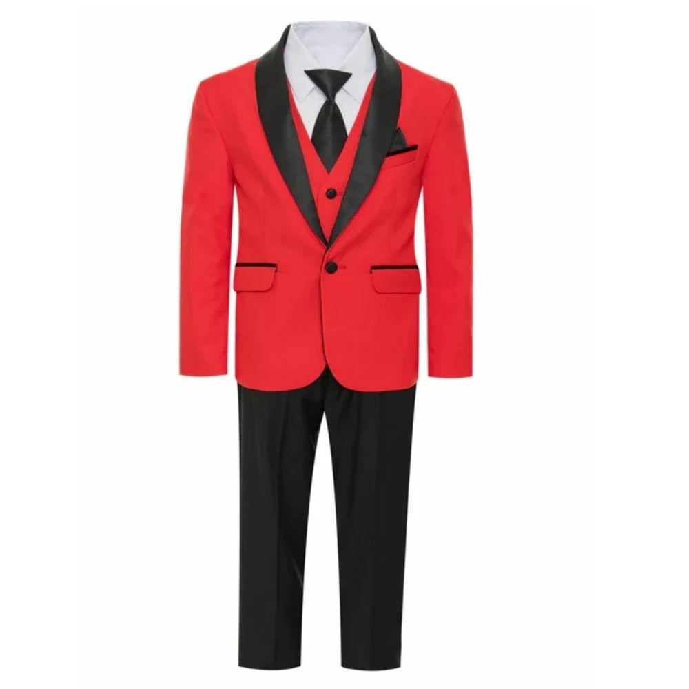 Stylish Slim Fit Boy's Suit Set 3 Pieces Tuxedo For Formal Occasion Blazer Vest And Pants Kids Outfit For Wedding Prom Fast Ship