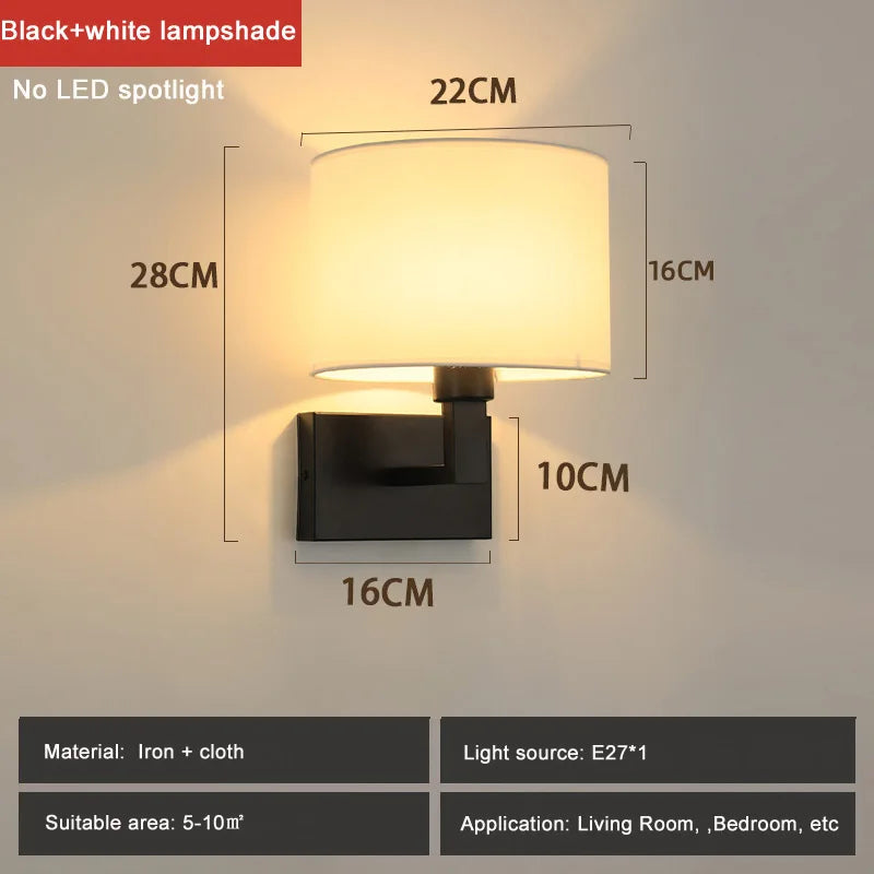 New Bedside Wall Lamp Modern Fabric Led Wall Lights Stair Corridor Living Room Bedroom Aisle American European Wall Sconce Bra