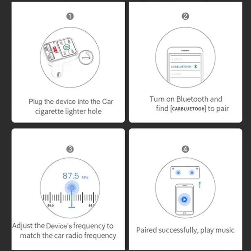 FM Transmitter Bluetooth Wireless Car kit Handfree Dual USB Car Charger 2.1A MP3 Music TF Card U disk AUX Player