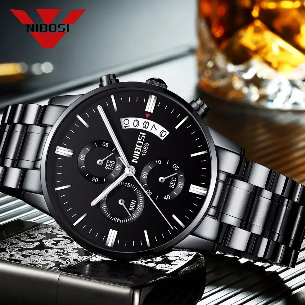 NIBOSI Relogio Masculino Men Watches Luxury Famous Top Brand Men's Fashion Casual Dress Watch Military Quartz Wristwatches Saat