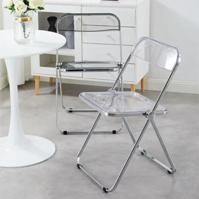 Home Folding Chair Nordic Transparent Creative Backrest Plastic Stool Dining Chair Table and Chair Furniture Crystal Stool