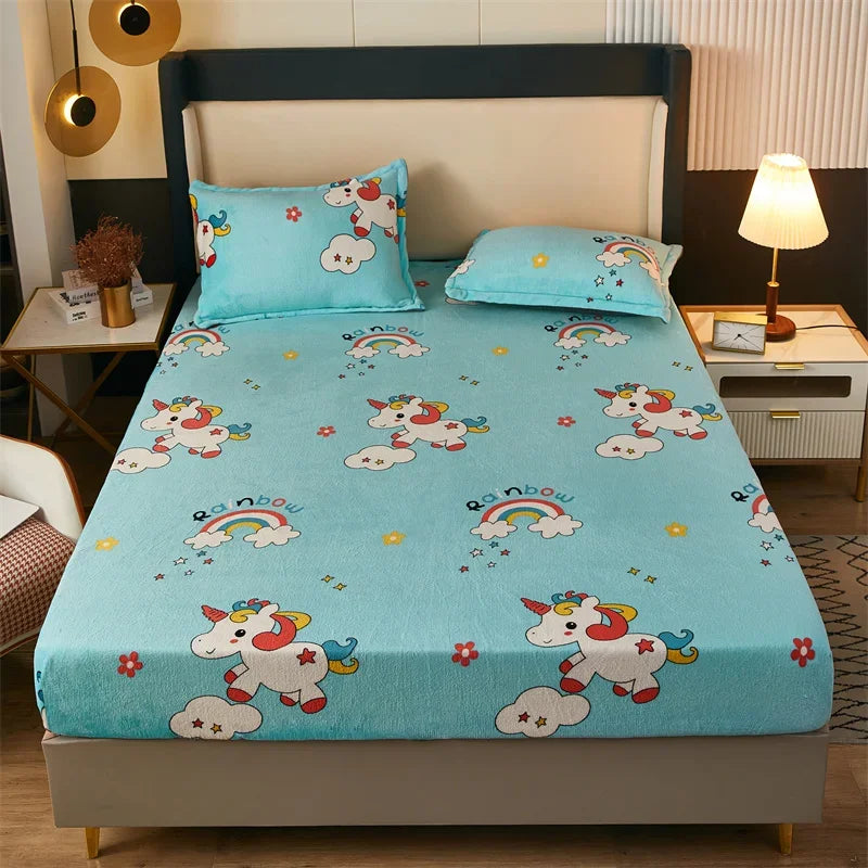 Yaapeet Winter Fitted Sheet Velvet Bedsheets fundas de colchón Skin-friendly Mattress Cover Warm Bed Linen (No Pillowcase)