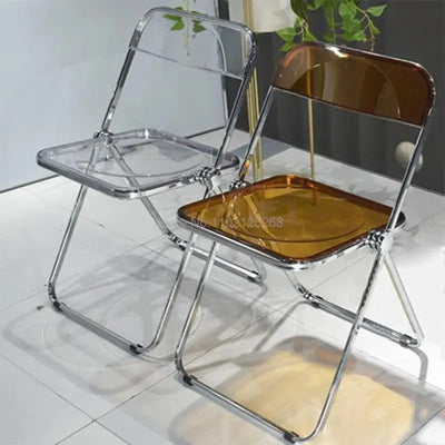 Home Folding Chair Nordic Transparent Creative Backrest Plastic Stool Dining Chair Table and Chair Furniture Crystal Stool