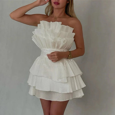 Ivory Homecoming Dresses Short A-Line Evening Dress Cocktail Dress Prom Dress Tiered Pleat Graduation Dress robes bal de promo