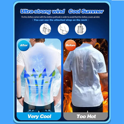 Portable Waist Clip Fan/Necklace Fan Cooling Fan Hand Free Fan Strong Airflow 12000MAH Over 24H Long Working Time