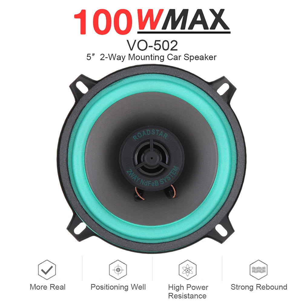 4/5/6.5-inch Car Speakers 100W/160W Max Universal HiFi Coaxial Subwoofer Car Audio Music Stereo Full Frequency Car Speakers