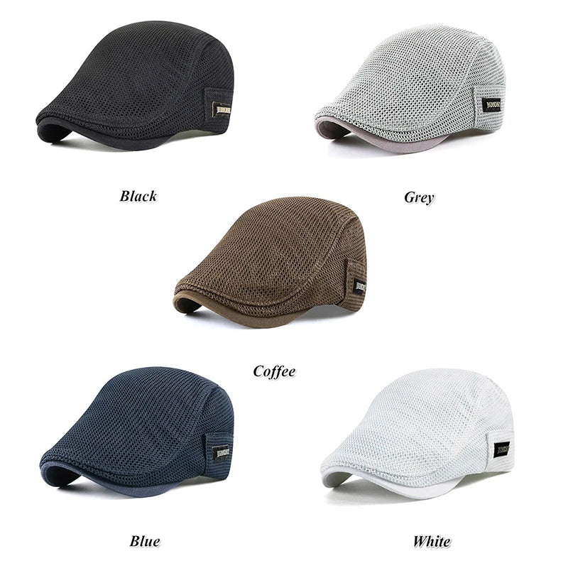 Men's Casual Hat Berets Cotton Caps For Spring Summer Autumn Cabbie Flat Cap Breathable Mesh Newsboy Beret Ivy Cap