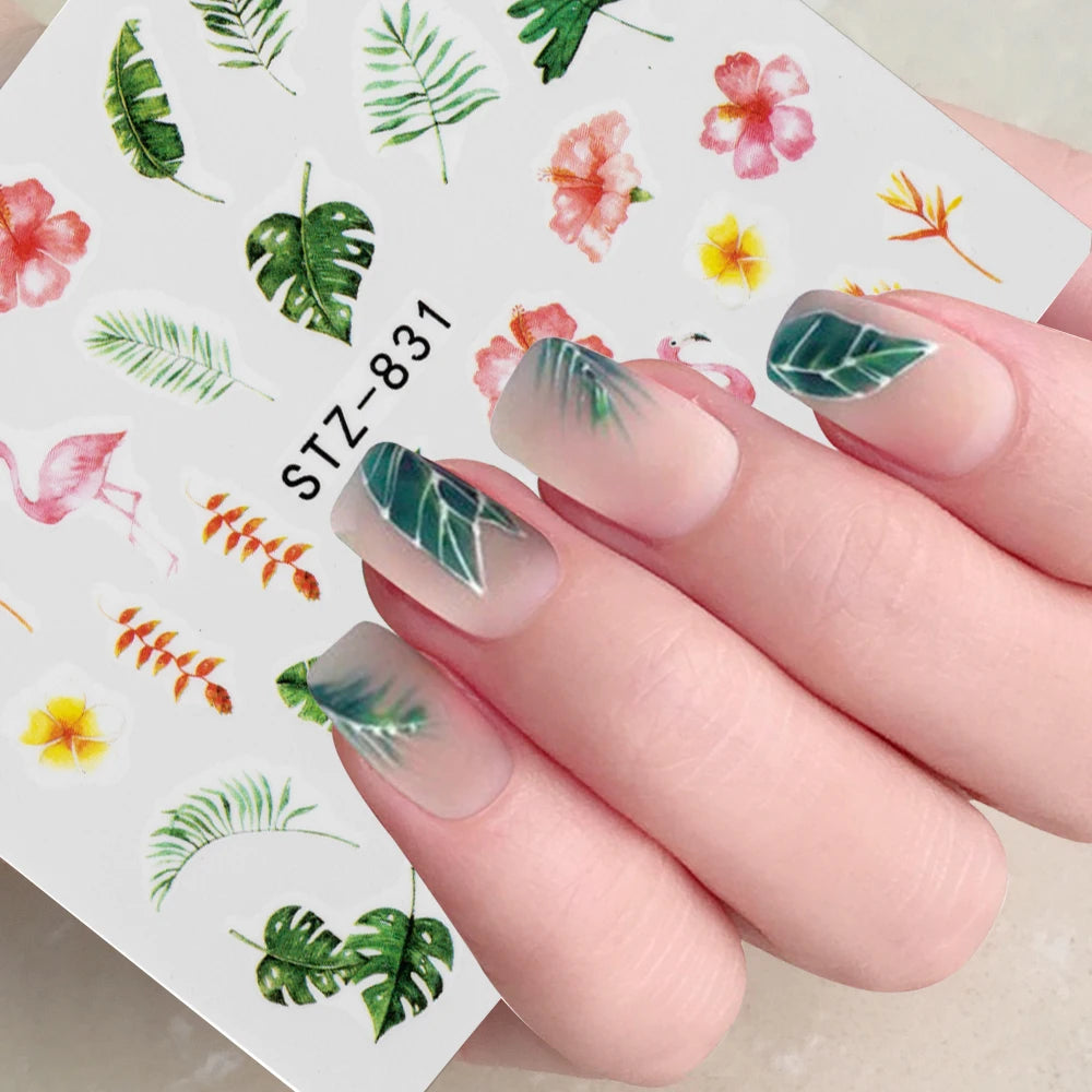 Water Nail Decals, Flower Leaf Tree - HJG