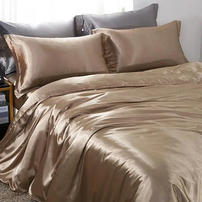 Luxury Satin Bedding Set Duvet Cover with Pillowcase European Style King Queen Size Comfortable Bed Set Bed Covers Linen Sheet