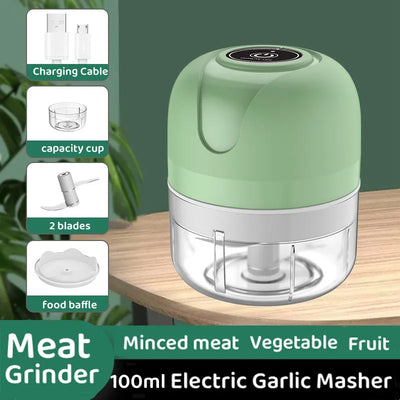 Electric Kitchen Chopper Garlic Masher Meat Grinder Mini Food Garlic Vegetable Chopper Crusher Rechargeable Food Processor