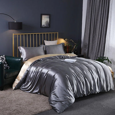 Luxury Satin Bedding Set Duvet Cover with Pillowcase European Style King Queen Size Comfortable Bed Set Bed Covers Linen Sheet