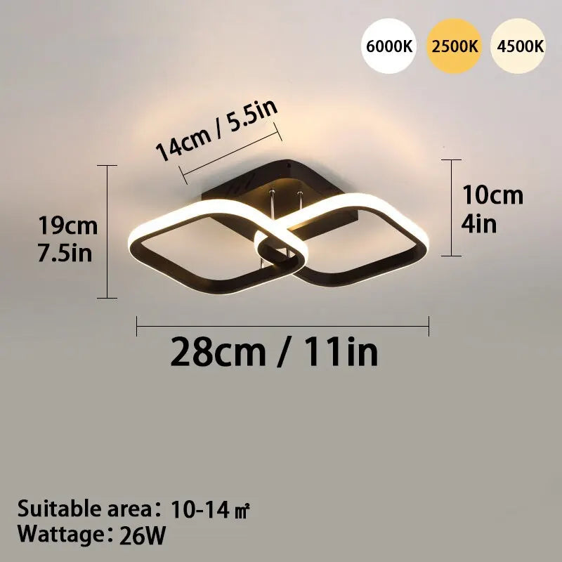 1 PC Modern LED Ceiling Light Tri-Color Dimming AC220V Surface Mount Suitable for Bedroom Hallway Living Room Pendant Light