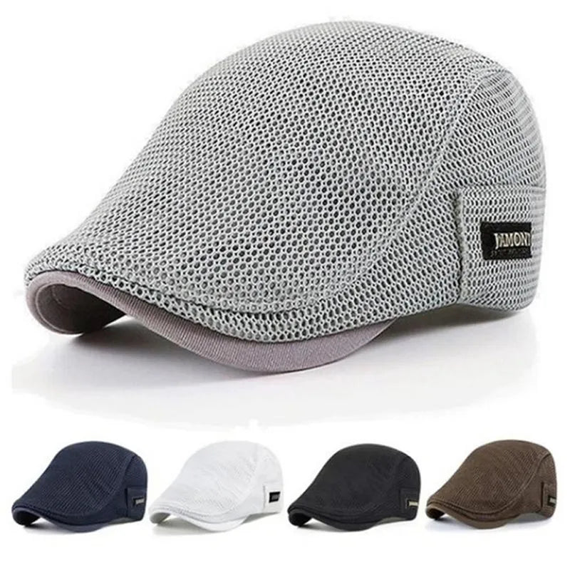 Men's Casual Hat Berets Cotton Caps For Spring Summer Autumn Cabbie Flat Cap Breathable Mesh Newsboy Beret Ivy Cap