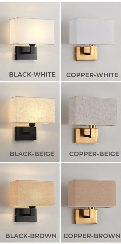 12W Hotel Bedside Fabric Wall Lights with Switch LED Spotlight Reading Wall Lamp Bedroom Study Nordic Home Decor Light Fixture