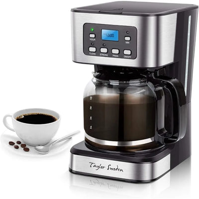 Programmable Coffee Maker, 4-12 Cups Drip Coffee Machine with Glass Carafe, Regular & Strong Brew