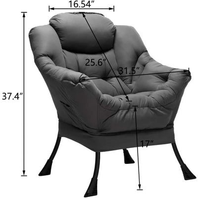 HollyHOME Fabric Large Lazy Chair, Accent Reading Chair, Cozy Lounge Chair with Armrest, Leisure Sofa Chair for Living Room