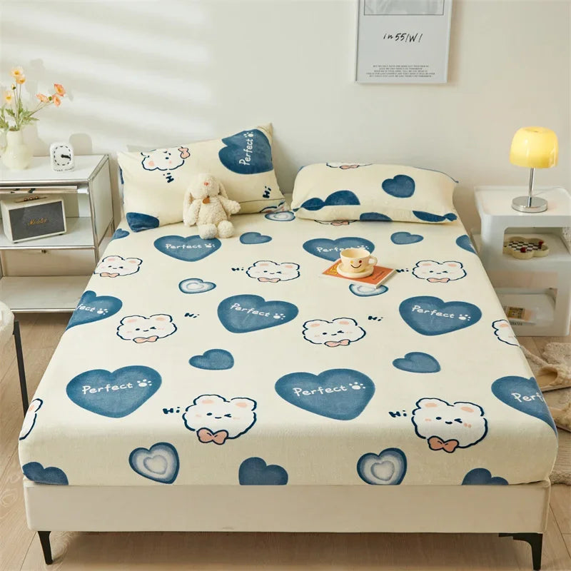 Yaapeet Winter Fitted Sheet Velvet Bedsheets fundas de colchón Skin-friendly Mattress Cover Warm Bed Linen (No Pillowcase)