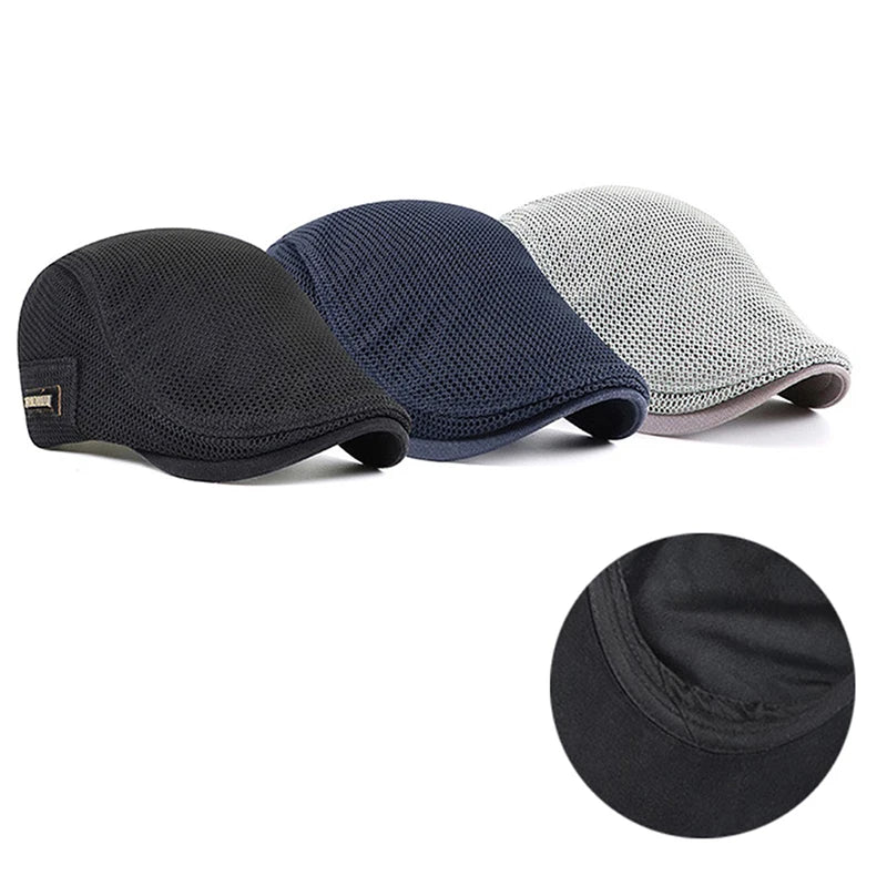 Men's Casual Hat Berets Cotton Caps For Spring Summer Autumn Cabbie Flat Cap Breathable Mesh Newsboy Beret Ivy Cap