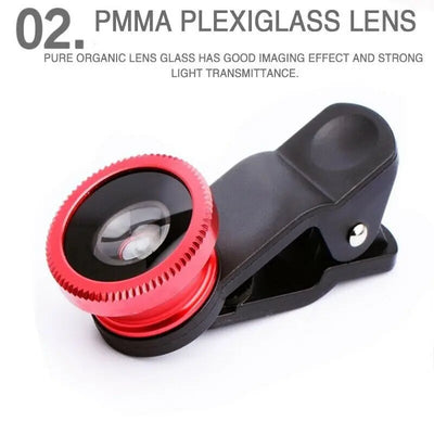 3in1 Fisheye Phone Lens 0.67X Wide Angle Zoom Fish Eye Macro Lenses Camera Kits With Clip Lens On The Phone For Smartphone