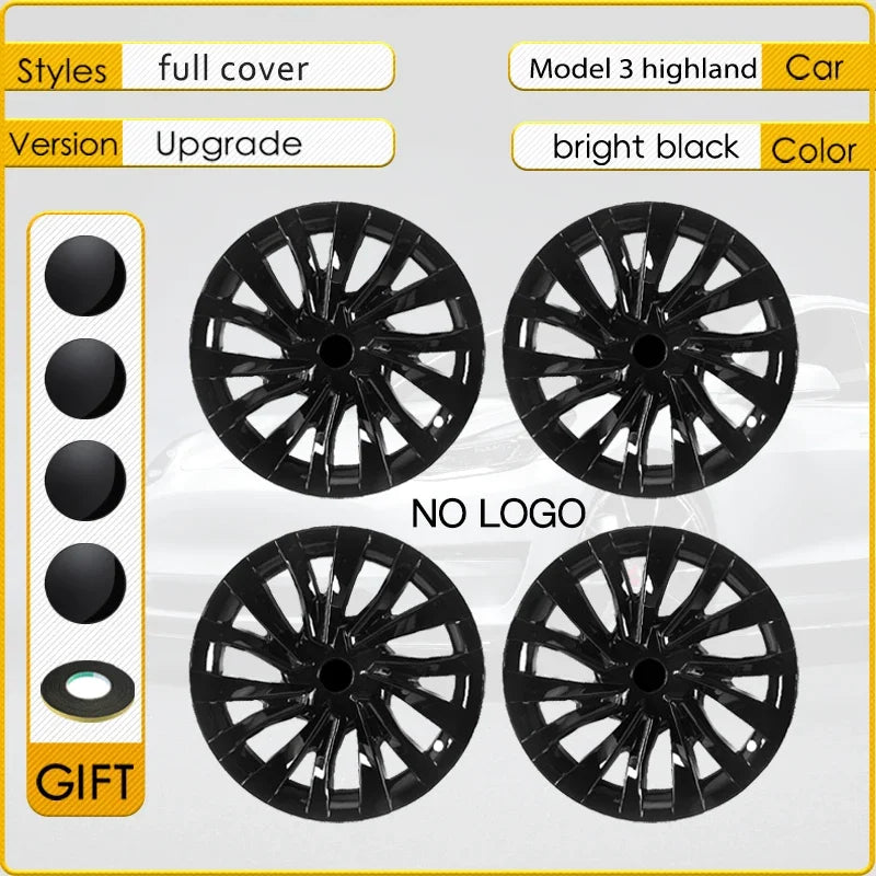 4PCS HubCap Car for Tesla Model 3 Highland 2024 Performance 18 Inch Wheel Cap Replacement Automobile Full Rim Cover  Accessories