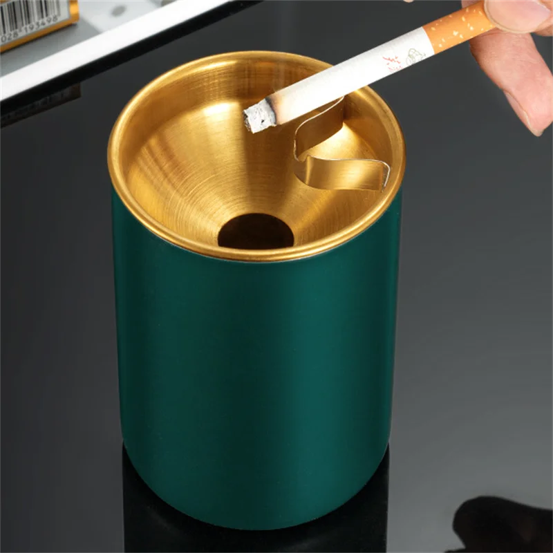 House ashtray Round Windproof Stainless Steel Smokeless Cigar Ashtray Terrace Indoor Home Decoration outdoor ashtray cupel