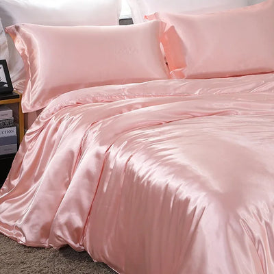 Luxury Satin Bedding Set Duvet Cover with Pillowcase European Style King Queen Size Comfortable Bed Set Bed Covers Linen Sheet