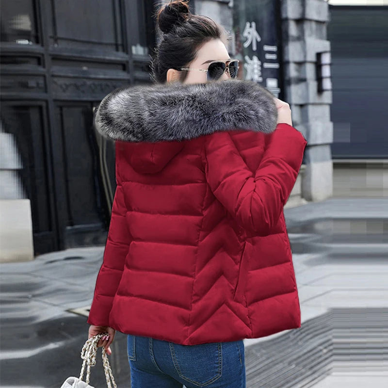 Autumn Coat Female Jacket New 2024 Hooded Parka Warm Big Fur Winter Jacket Women Wadded Ladies Plus size 5XL Women's down jacket