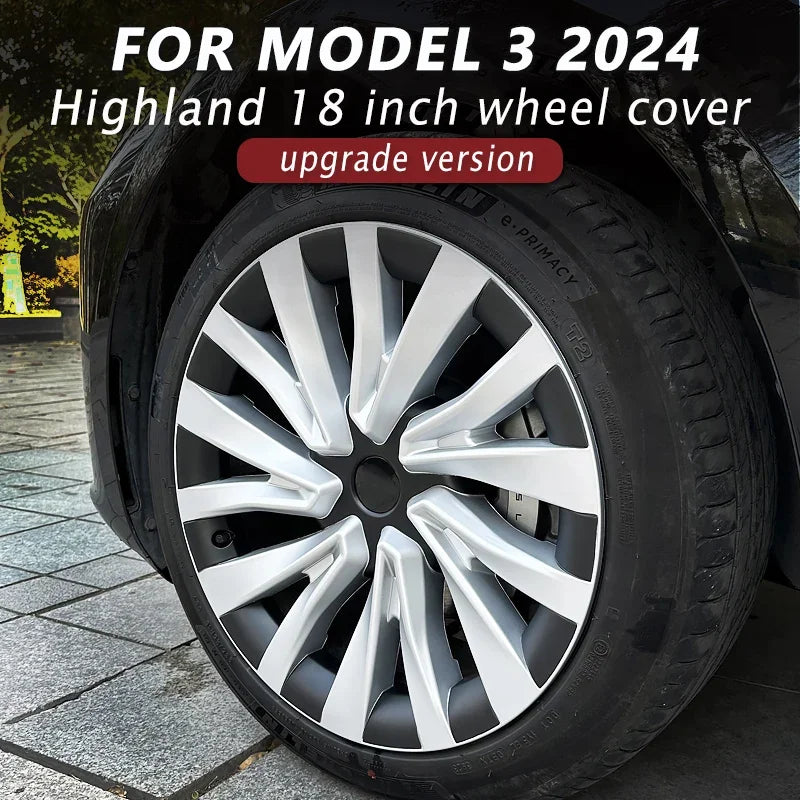 4PCS HubCap Car for Tesla Model 3 Highland 2024 Performance 18 Inch Wheel Cap Replacement Automobile Full Rim Cover  Accessories