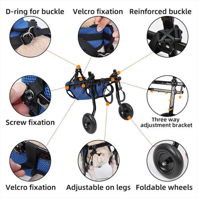 Walking Wheels Pet Walk Booster Light Durable Dog Wheelchair Cart Adjustable Blue Pet Hind Legs Bracket Disability Dog