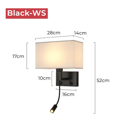 12W Hotel Bedside Fabric Wall Lights with Switch LED Spotlight Reading Wall Lamp Bedroom Study Nordic Home Decor Light Fixture