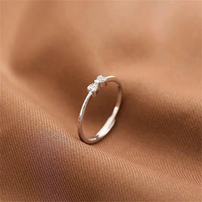 Chic Bowknot Shaped Finger Rings For Women Girls Fashion Sparkling Zircon Bow Wedding Bands Minimalist Party Luxury Jewelry Gift