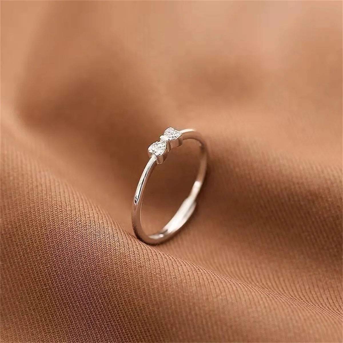 Chic Bowknot Shaped Finger Rings For Women Girls Fashion Sparkling Zircon Bow Wedding Bands Minimalist Party Luxury Jewelry Gift