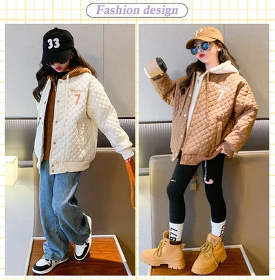 Girls Coat Jacket Winter Cotton Windbreak 2023 Fashion Warm Plus Thicken Teenagers Overcoat Snowsuit Children's Clothing