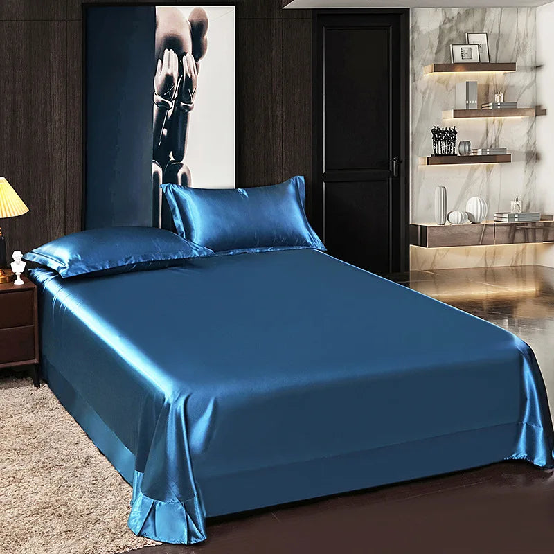 Comfortable Summer Real 100% Silk Satin Bedding Set with Duvet Cover Bed Sheet Pillowcases Luxury Quilt Grade A Bed Linen Set