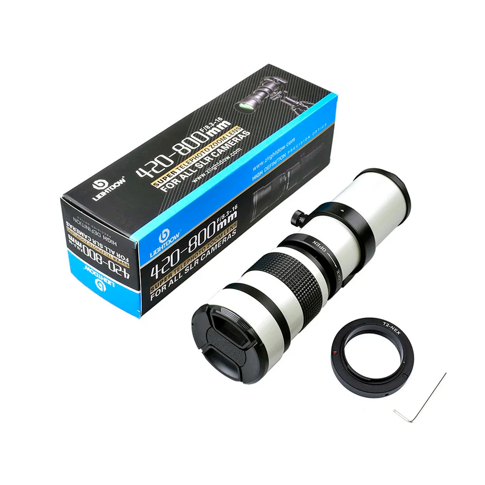 Lightdow Telephoto Lens 420-800mm F8.3-16 Manual Zoom Lens for Canon Nikon Sony Pentax FUji Olympus Cameras