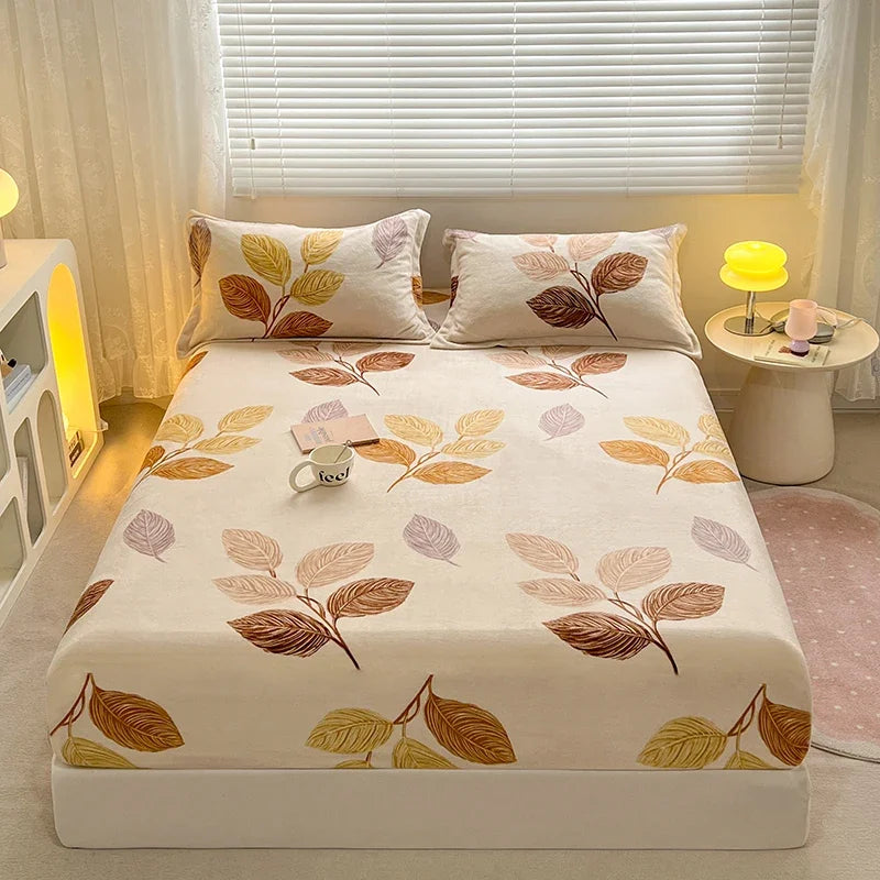 Yaapeet Winter Fitted Sheet Velvet Bedsheets fundas de colchón Skin-friendly Mattress Cover Warm Bed Linen (No Pillowcase)