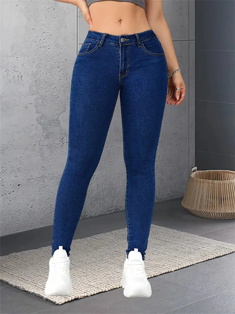 Women Stretch Skinny Jeans Lady Slim Fit Pencil Jeans Girls Leggings Straight Leg Denim Pants Blue Gray Black Sexy Long Trousers